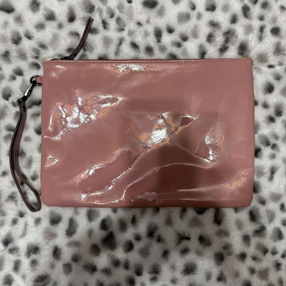 Banana Republic blush pink patent leather oversized clutch 12x8.5” - Picture 1 of 6